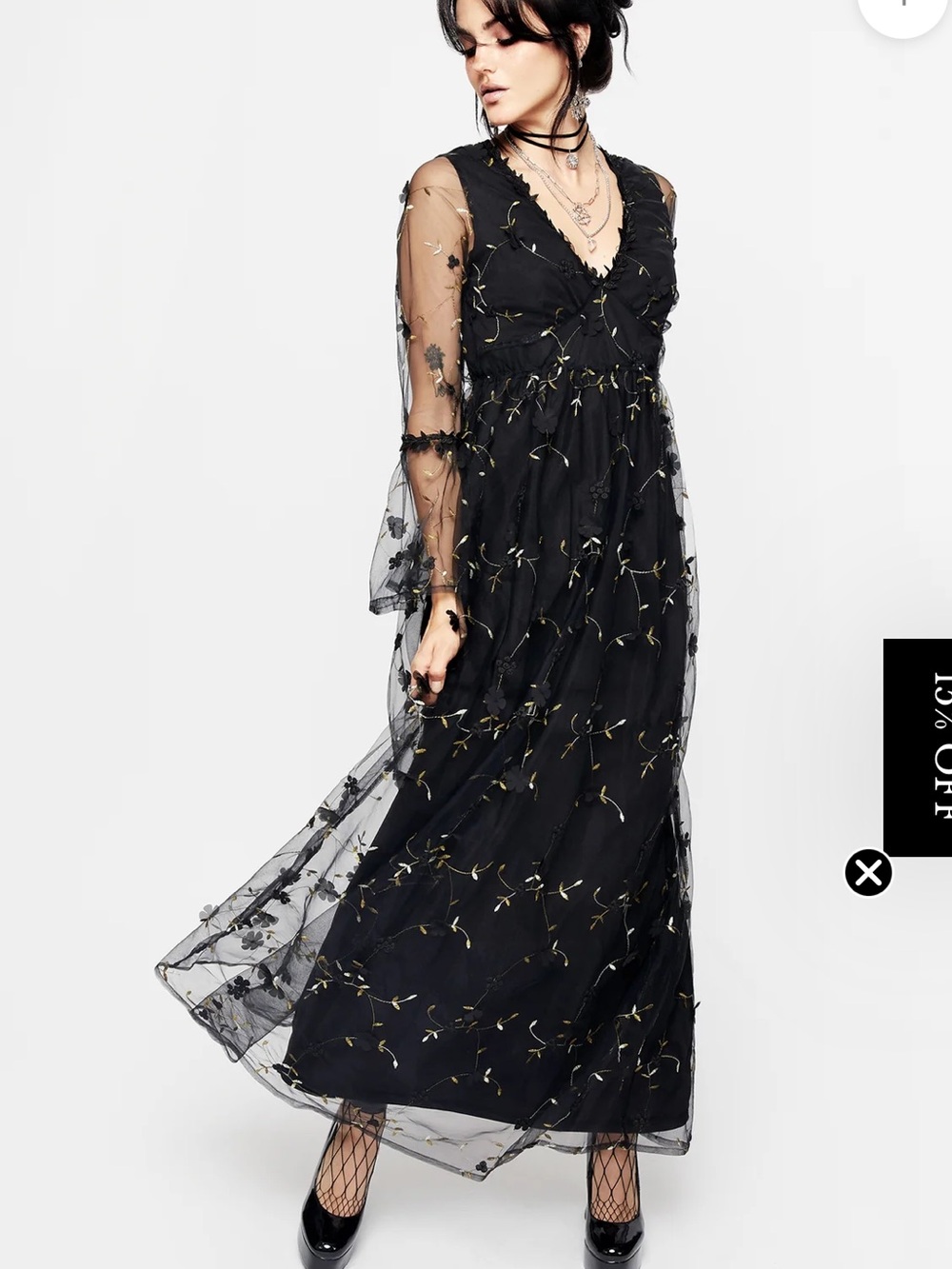 Chrysanthi Applique Maxi Dress 8 Disturbia witchy goth floral